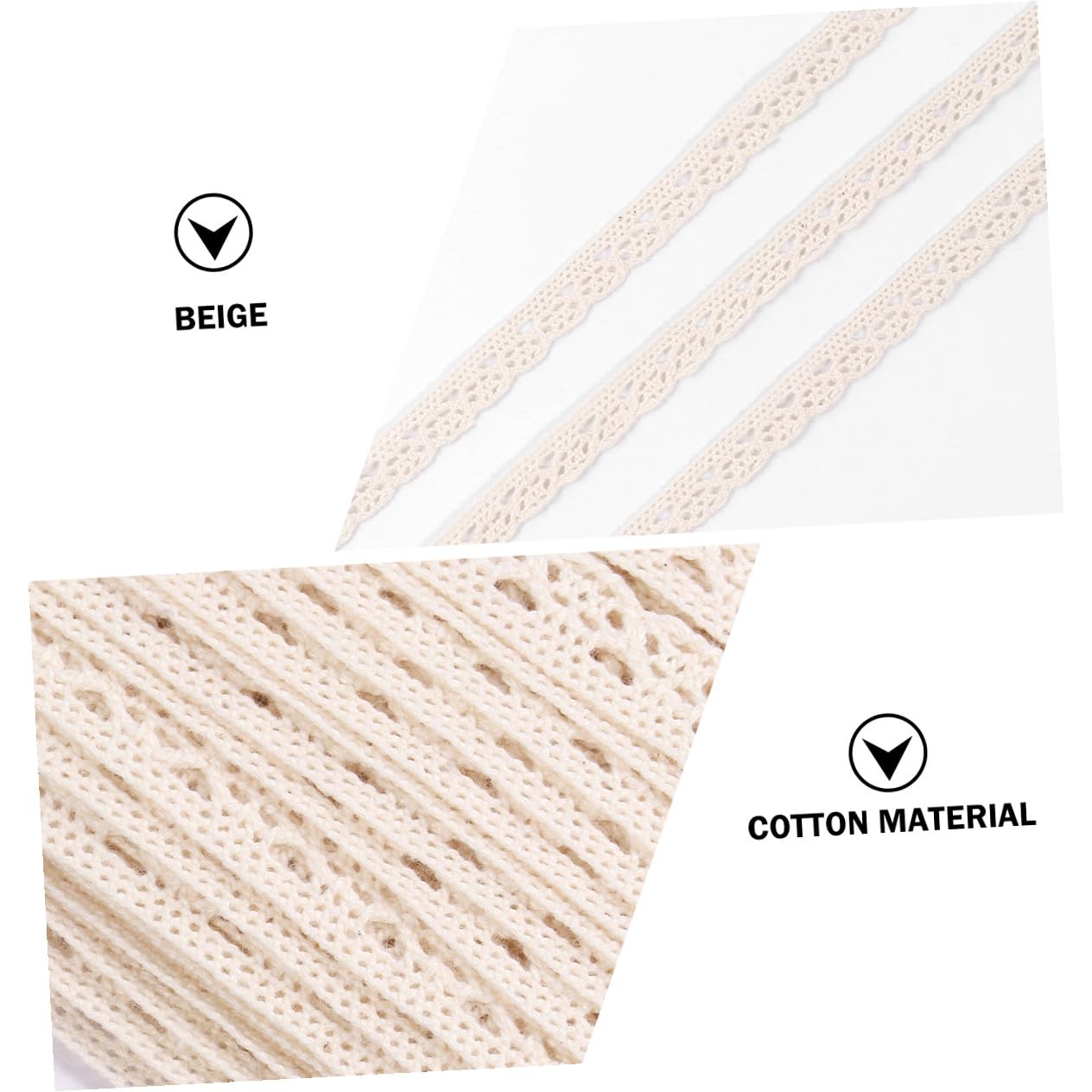 Housoutil 3 Cinta de Encaje de Algodón de Yardas Decorativa para Manualidades y Costura para Cortinas Manteles y Ropa