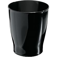 iDesign 19942 Franklin Plastic Trash Basket, Bathroom, Bedroom, Kitchen, Home Office, Dormitory, College, 8" x 8" x 9.1", Black