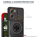 AELVOUX Moto G06 Power 5G Back Cover | Armor Camera Slider 360 Degree Rotating Finger Ring Holder Case with Bracket Stand Back Case Cover (Compatible with MagSafe Accessories) (Black) gallery image