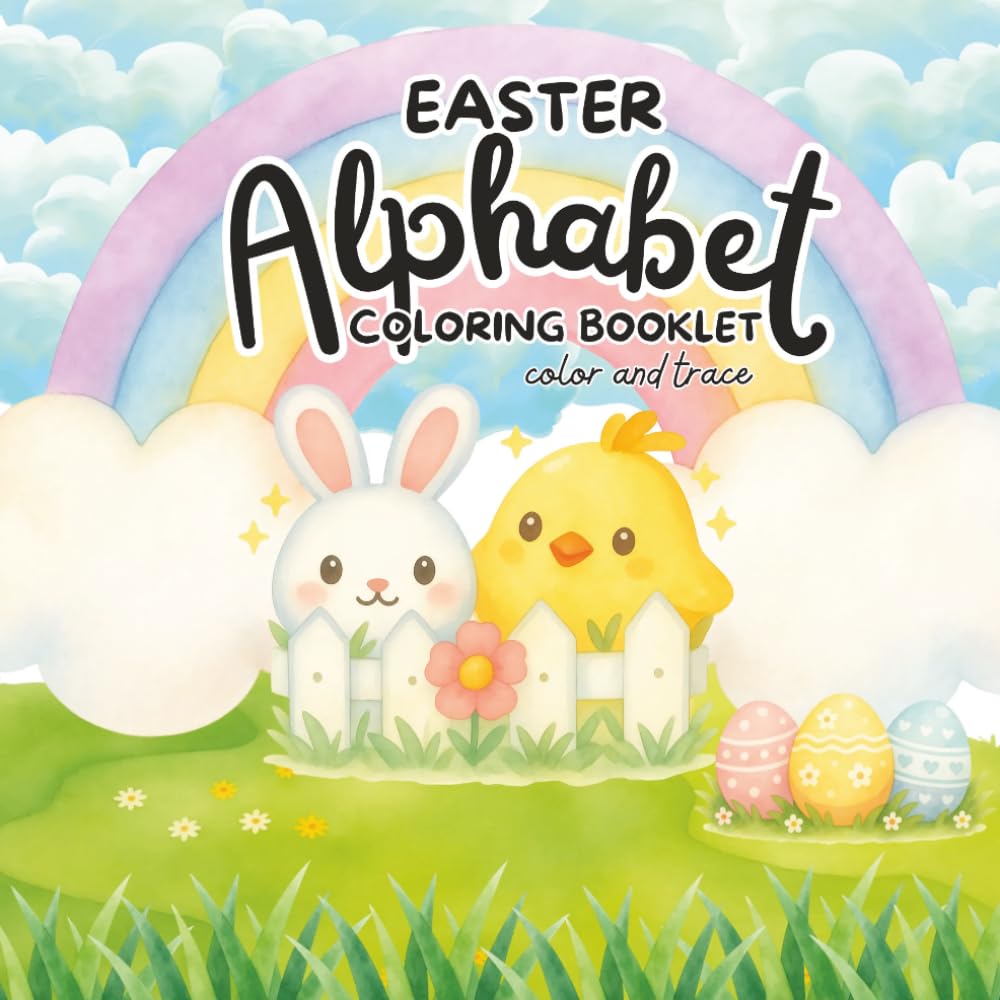 Easter Alphabet Coloring Booklet – Color and Trace: Easter Alphabet Coloring Booklet – Color and Trace | ABC Tracing Workbook for Kids | 8.5 x 8.5 | 89 Pages | 40+ Activity Pages