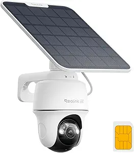 REOLINK 4K LTE Cellular Security Camera Wireless Outdoor, No WiFi 3G/4G Solar Powered, 360 Auto Tracking AI Detection, Color Night Vision, Cloud/512G Local Storage, SIM Card Included, Go PT Ultra+SP2