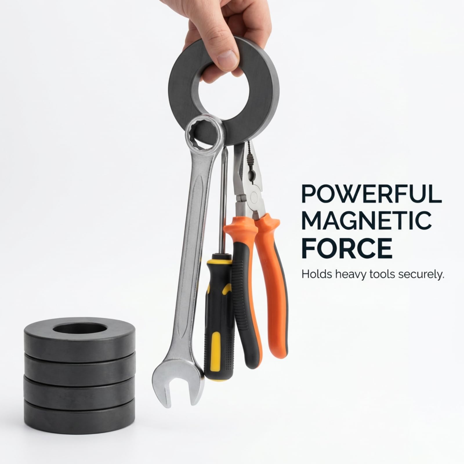 Large Round Magnets, Strong C8 Industrial Ceramic Ring Magnets (Ferrite), 2.4" OD x 1.3" ID x 0.4" Thick, for Science Projects & DIY Craft Making (4) — Amazon image 4