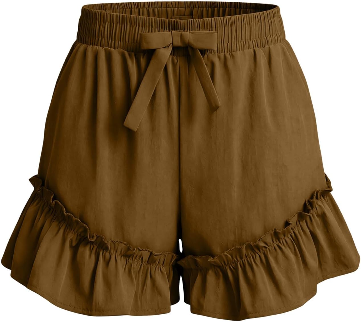 Shorts for Women Summer Casual Ruffle High Waisted Wide Leg Drawstring Lounge Shorts Comfy Beach Vacation Clothes