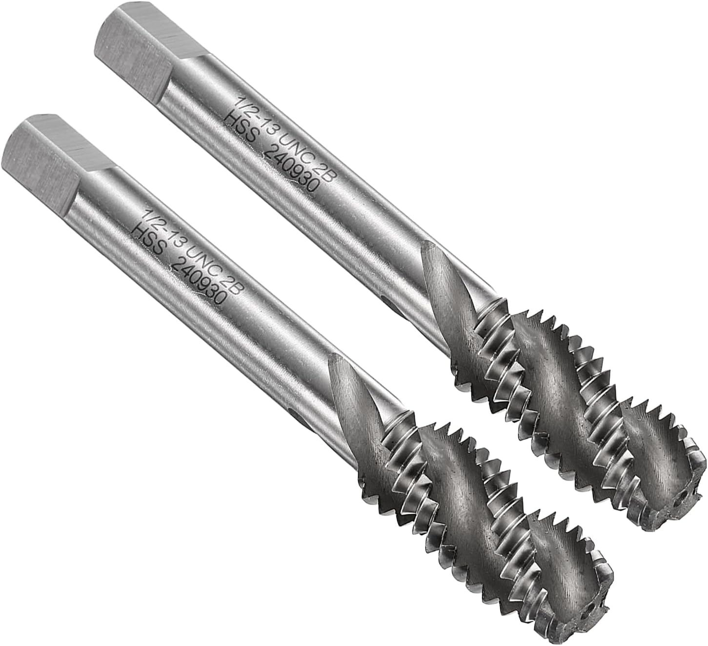 uxcell 2pcs Spiral Flute Thread Taps 1/2-13 UNC 2B Machine Threading Tap Bit, Uncoated Screw Tapping Repair Tool, M2 High-Speed Steel (HSS)