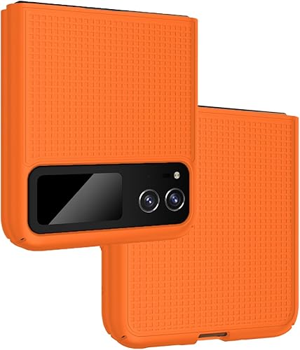 Nakedcellphone Funda para Motorola RAZR (2023), cubierta protectora delgada de carcasa dura antihuellas, textura de cuadrícula - naranja brillante