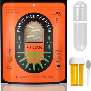 Pill Capsules Empty Vegan Size 0 Separated Capsules, 1000 Count Premium Empty Capsules Separated in Bags, Clear Separated Empty 0 Capsules for DIY Supplement Filling