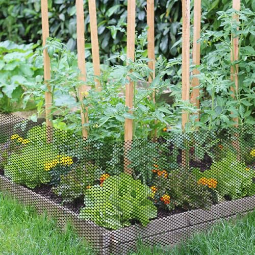 Unves 15.7IN x 16.4FT Plastic Chicken Wire Fencing Mesh, Hexagonal Chicken Wire Fence for Gardening Poultry Floral Dogs Rabbit Construction Barrier Netting, Plastic Fence Mesh Roll, Black - Thumbnail 4