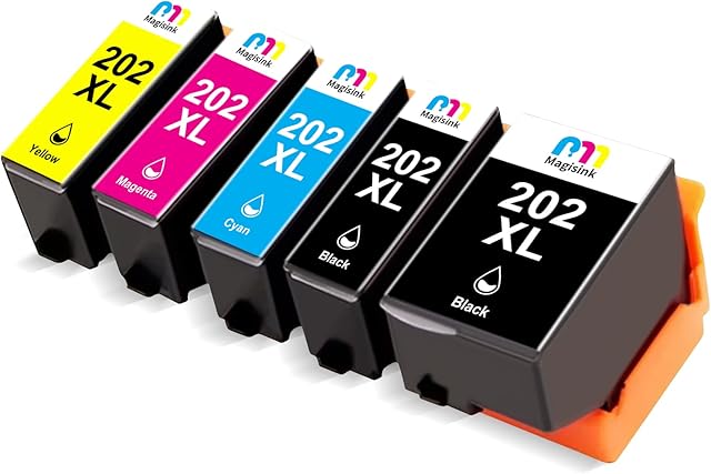 Magisink 202XL Ink Cartridges Replacement for Epson 202 XL 202XL Ink Cartridges Multipack for Expression Premium XP-6100 XP-6105 XP-6000 xp-6005 (1 Black 1 Photo Black 1 Cyan 1 Magenta 1 Yellow)