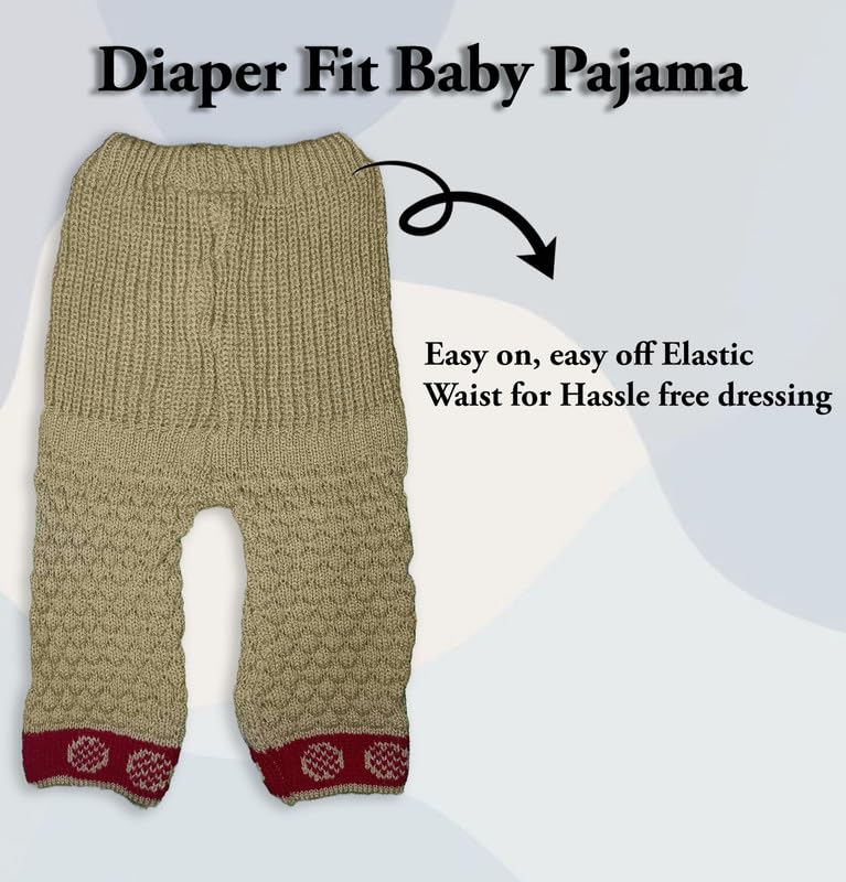 Image of Baby Unisex New Born Baby Boys Girls Soft Comfortable Trendy Woolen Round Neck Stripe Sweater Set with Payjami, Cap and Pair of Booties for Toddlers