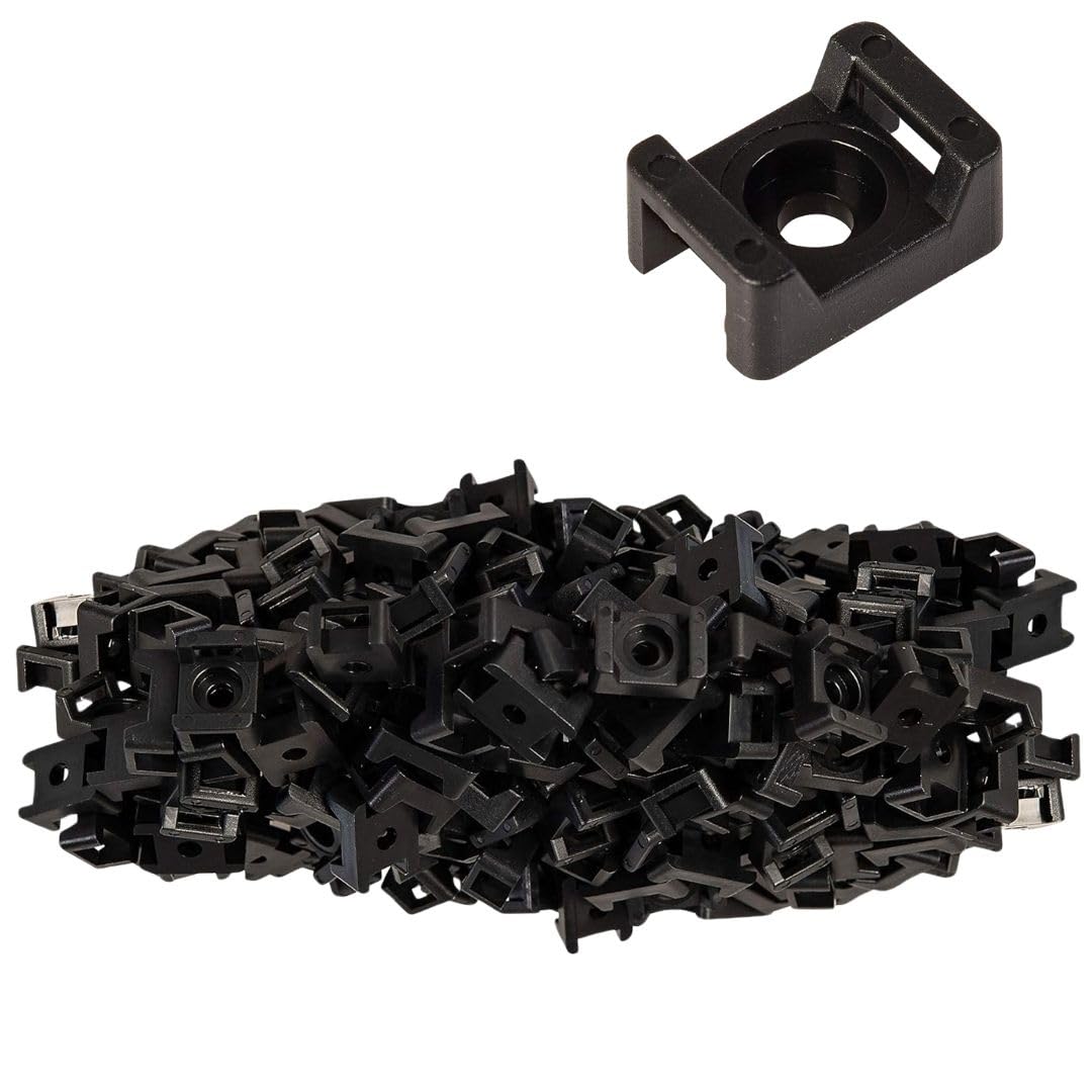 GTSE 100 Pack Of Black Screw Mounts, Zip Ties Up To 0.2" Wide, Saddle Type Zip Tie Anchors