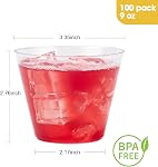 Goodluck 100PCS 9oz Coupes en plastique transparent pour la fête, coupes claires jetables, verres à cocktail pour le mariage, Thanksgiving, Noël, fêtes