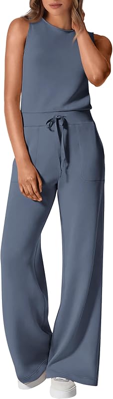 PRETTYGARDEN Jumpsuits for Women Casual 2026 Summer Sleeveless Wide Leg Pants Rompers One Piece Beach Vacation Spring Outfits