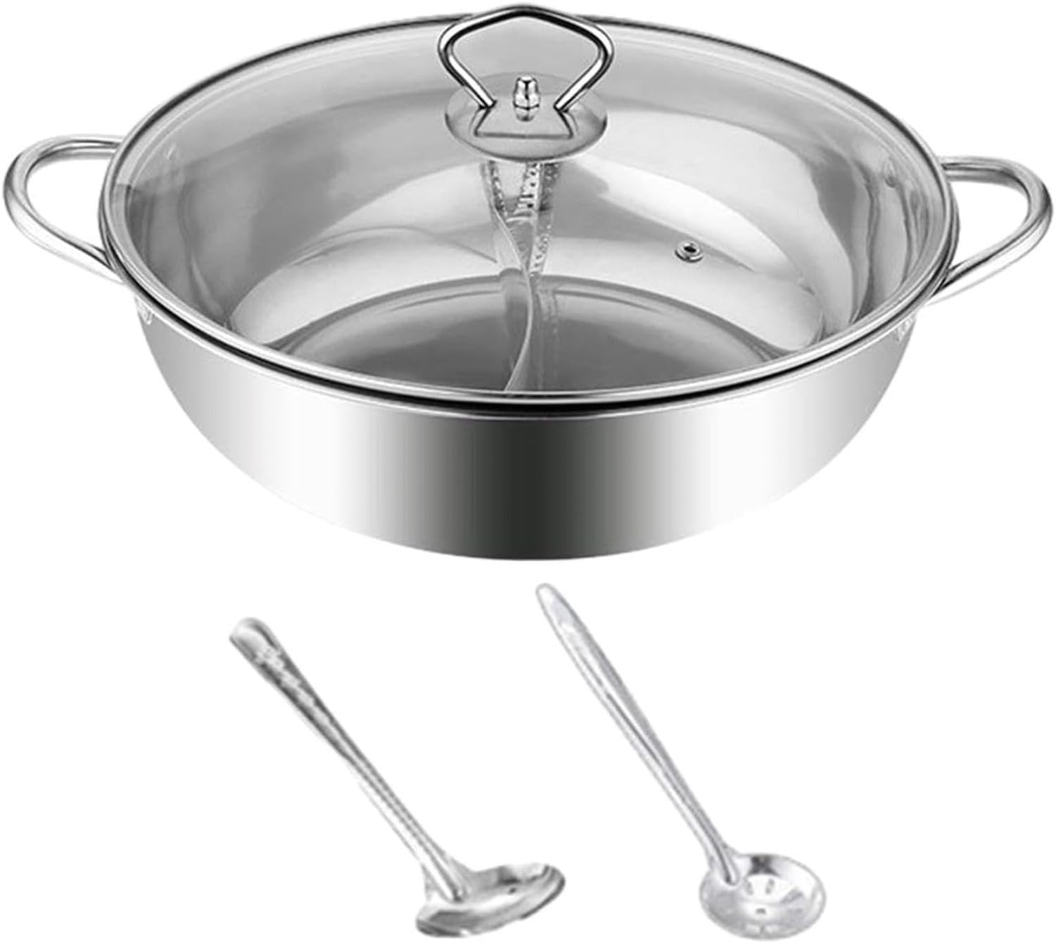 Hot Pot Topf Ramen Kochtopf mit Transparentem Deckel und Löffeln, Herdplattengeeignet für Reisen, Zuhause & Camping, 36cm, Schmortopf