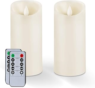 Sponsored Ad - 5plots 6" x 3" Flickering Flameless Candles - Battery Operated Wax LED Candles - Amber Yellow Light with Re...