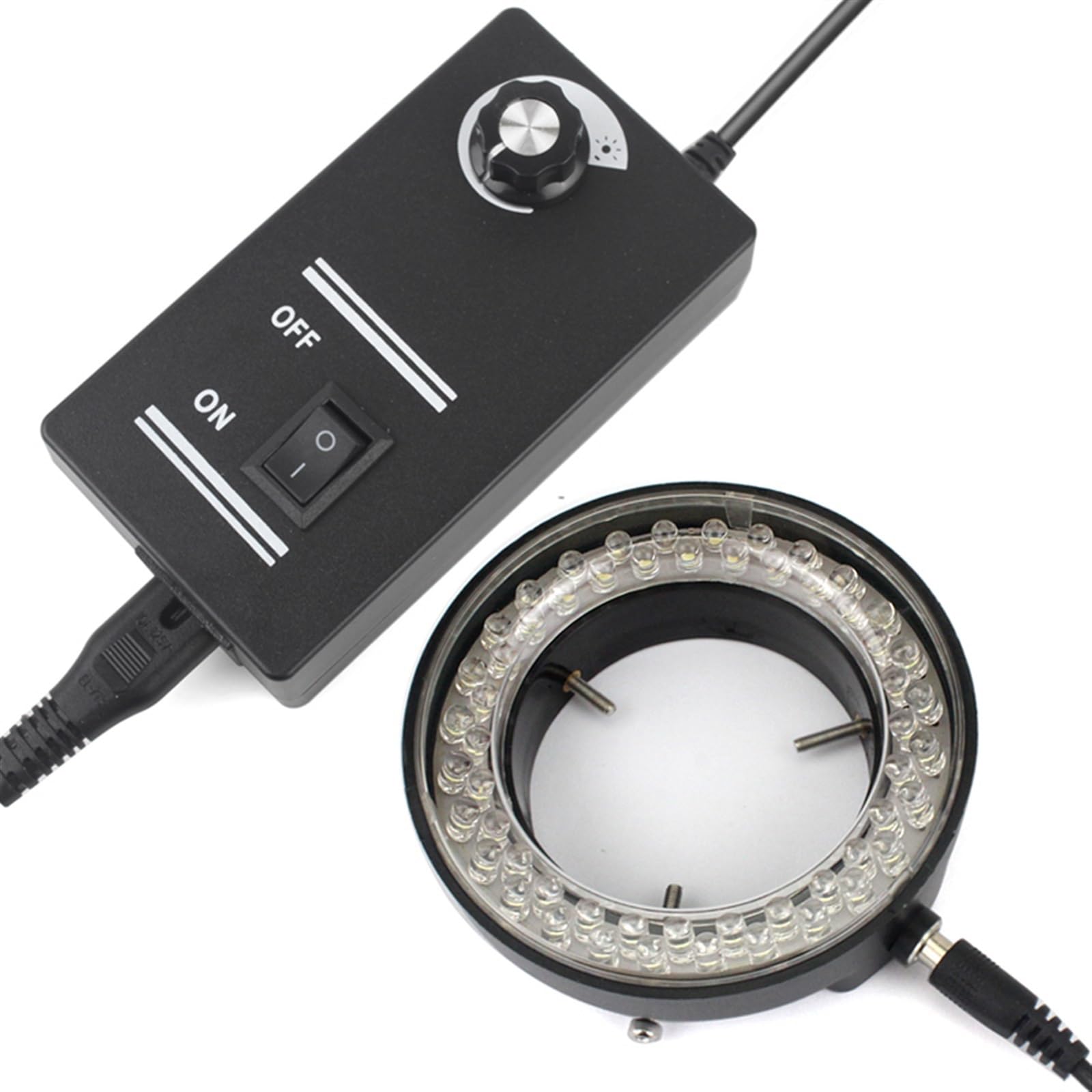 Luce ad anello a 144 LED regolabile per l'industria Video Stereo Microscopio Lente Ingrandimento della fotocamera (144 LED nero)