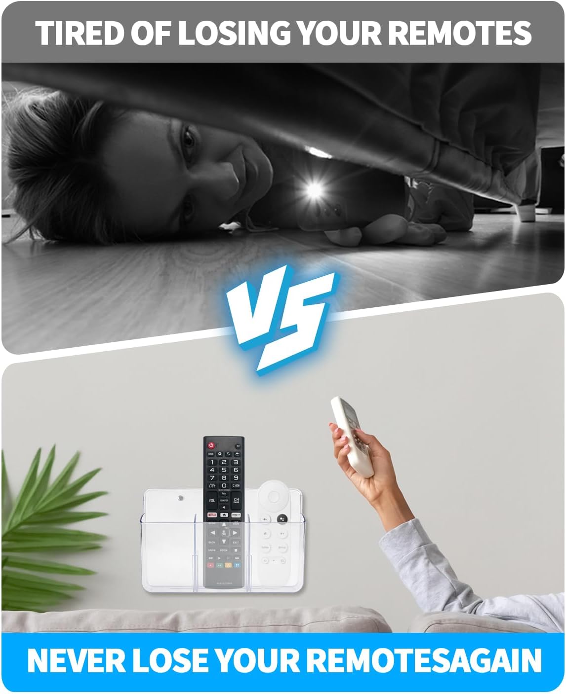 1 PCS Adhesive Remote Control Holder Wall Mount, 3 Slot Adjustable Remote Holder for TV Controller with Hollow Bottom for Charging, Wall Pen Holder for Home Office School (Clear, 1) image 4