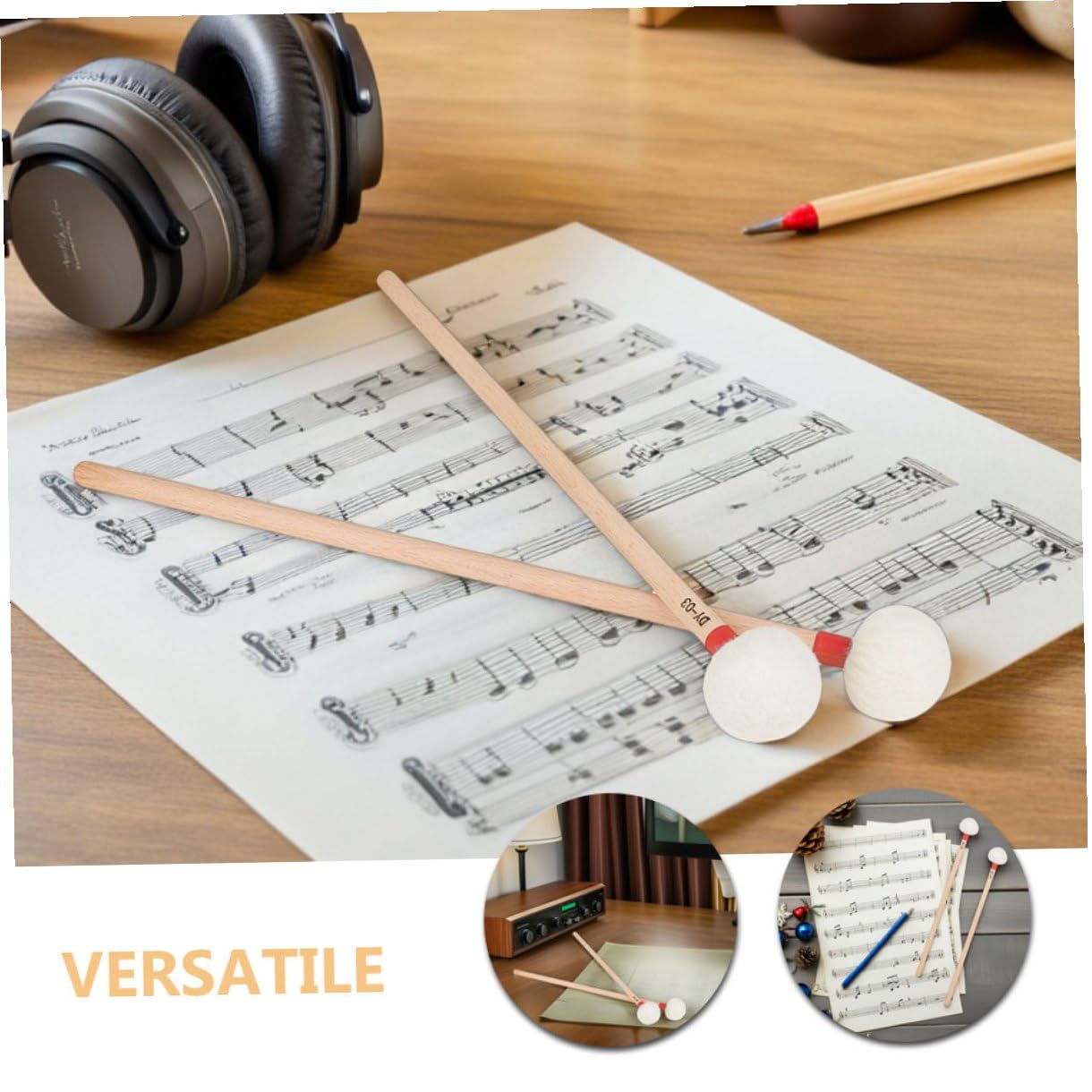 4 Stück Teiliges Paukenschlägel mit Weißem Filzkopf Langlebige Holzgriffe Professionelle Percussion Mallets für Orchester Schulbands und Vielseitige Musikalische Anwendungen