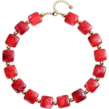 DHQH Colorful Chunky Beaded Necklaces for Women, Unique Resin Beads Boho Statement Choker, Mother's Day Birthday Gift for Mom Teacher Aunt