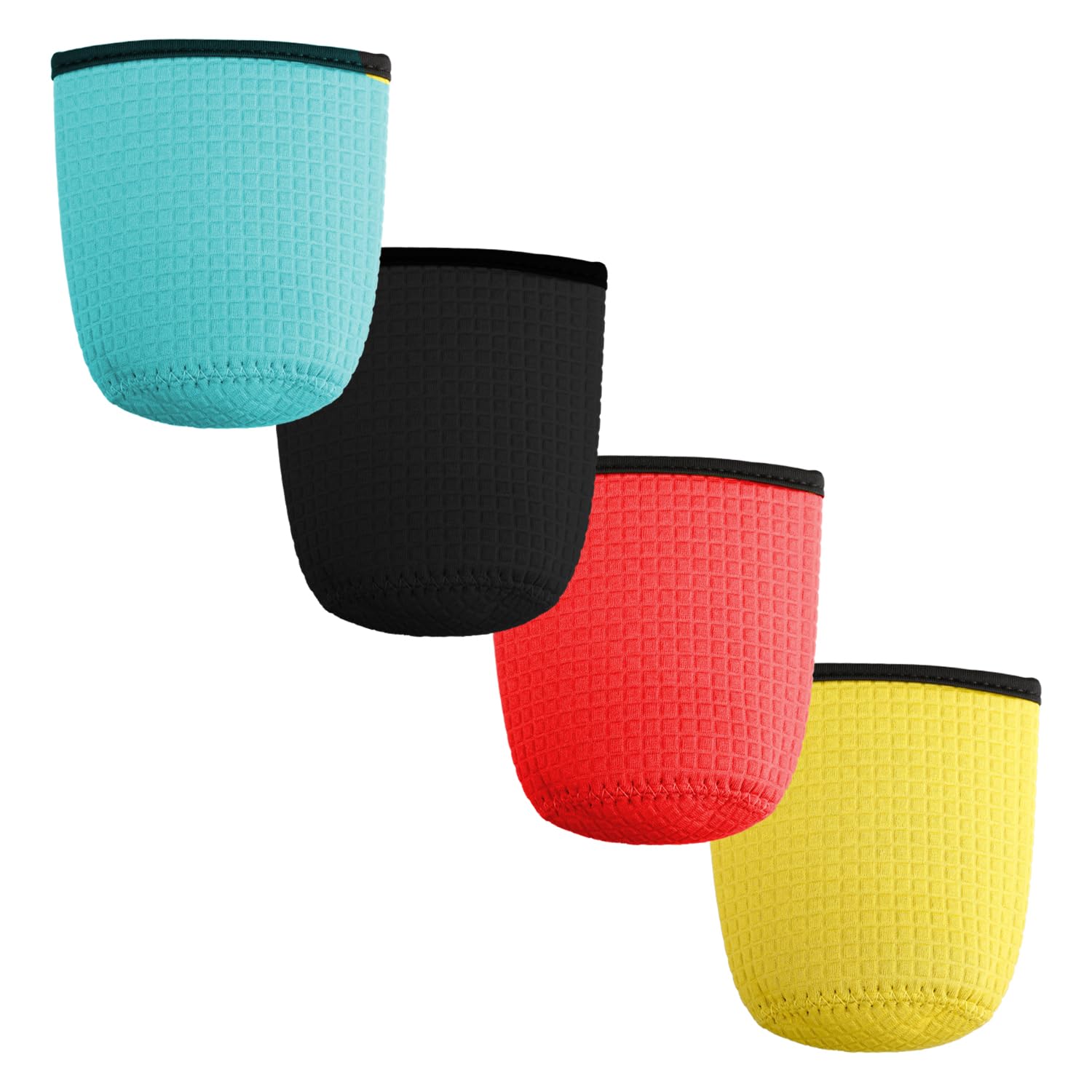Hopzab Can Coolers Sleeves, Insulator Fabric Covers, Non-Slip Drink Holders for Parties, Outdoor Events(Black, Yellow, Blue, Red)
