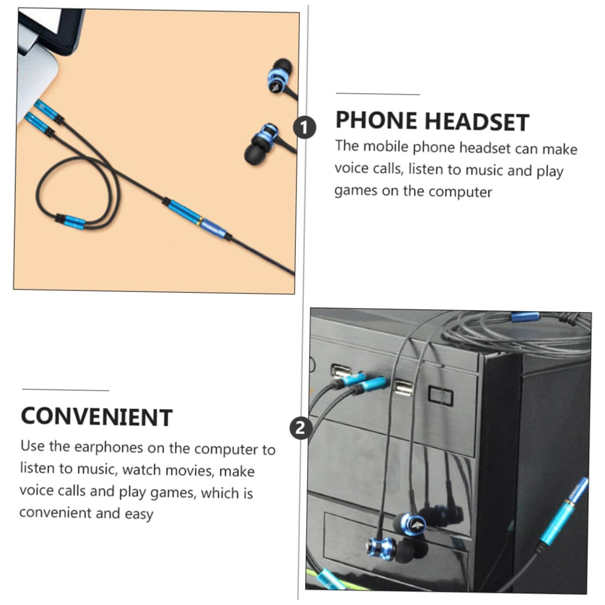 DOITOOL 10piezas Cable Divisor De Auriculares Adaptador y Dual Macho Doble Hembra para Audio y Micrófono Compatible Ordenadores y Smartphones