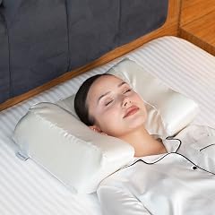 Satin Back Sleeper Pillow with Neck Support Wrinkle Prevention Memory Foam Positioner Comfortable Night Sleeping Satin White