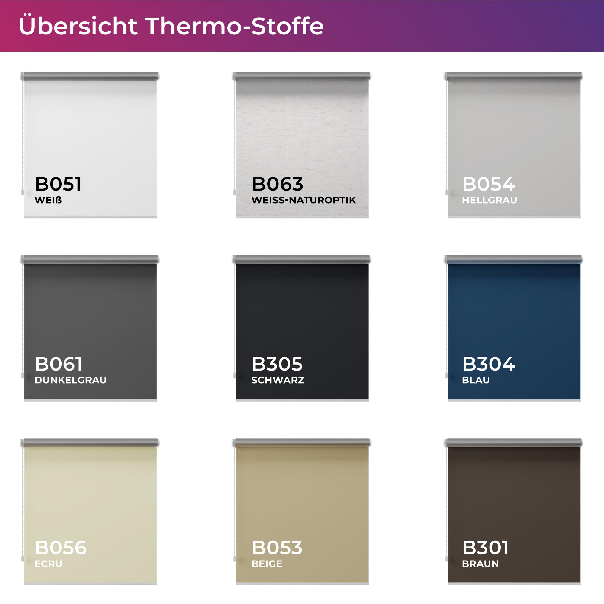 schattenfreu.de Rollo XL nach Maß | Zum Anschrauben an der Wand oder Decke | Thermo Blackout | Für Fenster und Türen
