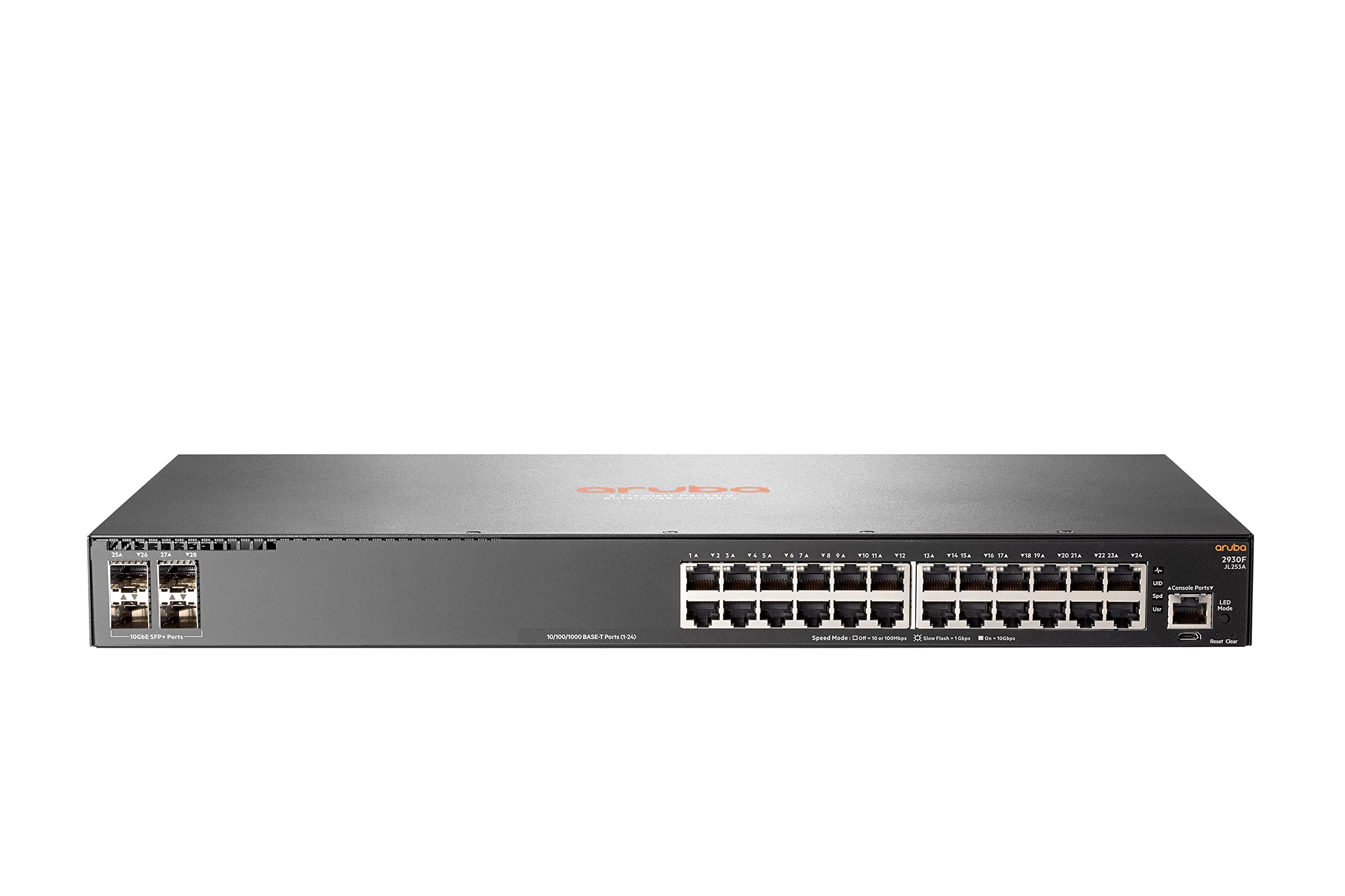 HP JL253A Aruba 2930F 24G 4SFP+ - Switch - L3 - Managed - 24 x 10/100/1000 + 4 x 1 Gigabit / 10 Gigabit SFP+ (uplink) - Rack-mountable