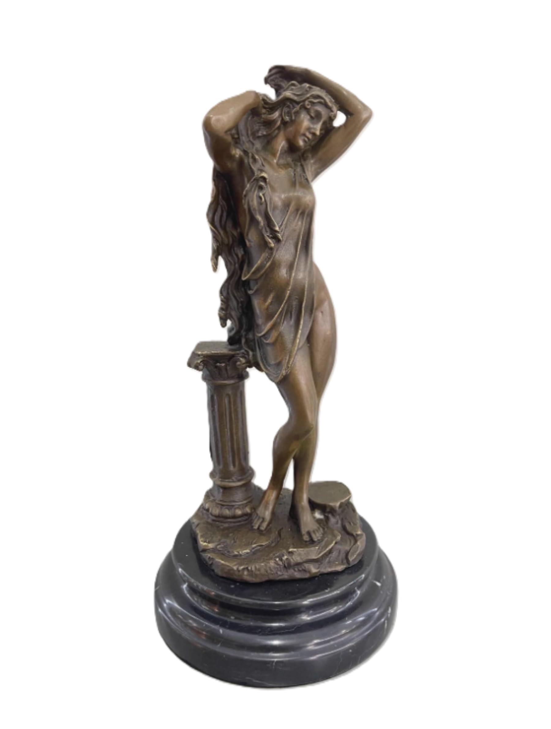 Aottsd Women's Bronze Achilles Warrior Sculpture Marble Base Greek Mythology Home Decor