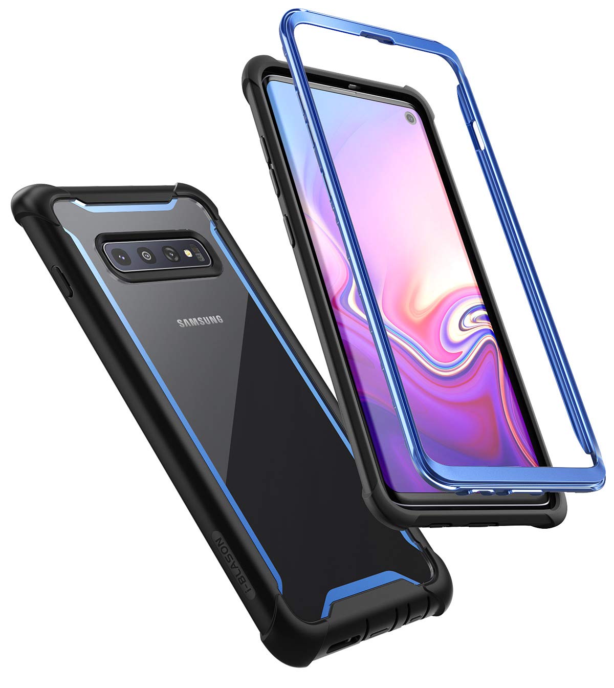 i-Blason Ares Series Designed for Galaxy S10 Case Full-Body Rugged Clear Bumper Case Without Built-in Screen Protector for Galaxy S10 2019 (Blue)