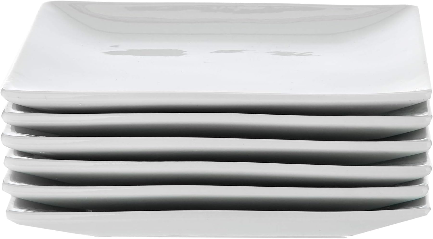 Danxia Appetizer Plates Porcelain Square 6 Inch - Set of 6, White