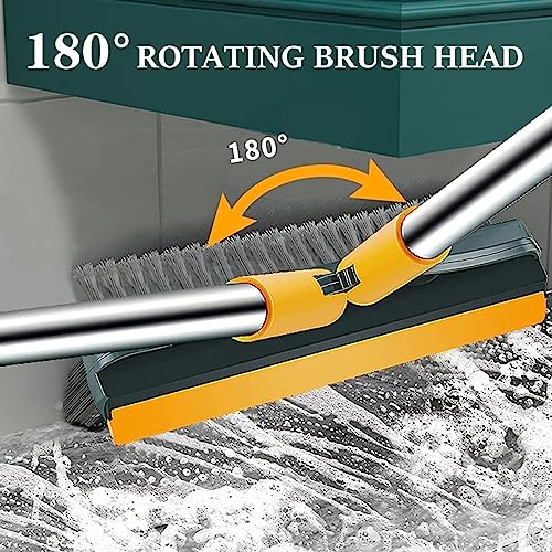 Image of 3 in 1 Bathroom Cleaning Brush with Wiper - Upgraded Tile Scrub Brush with Long Handle Tile Cleaner Brush, for Kitchen, Floor and Home - Heavy Duty, Durable, Bathroom Cleaning Accessories