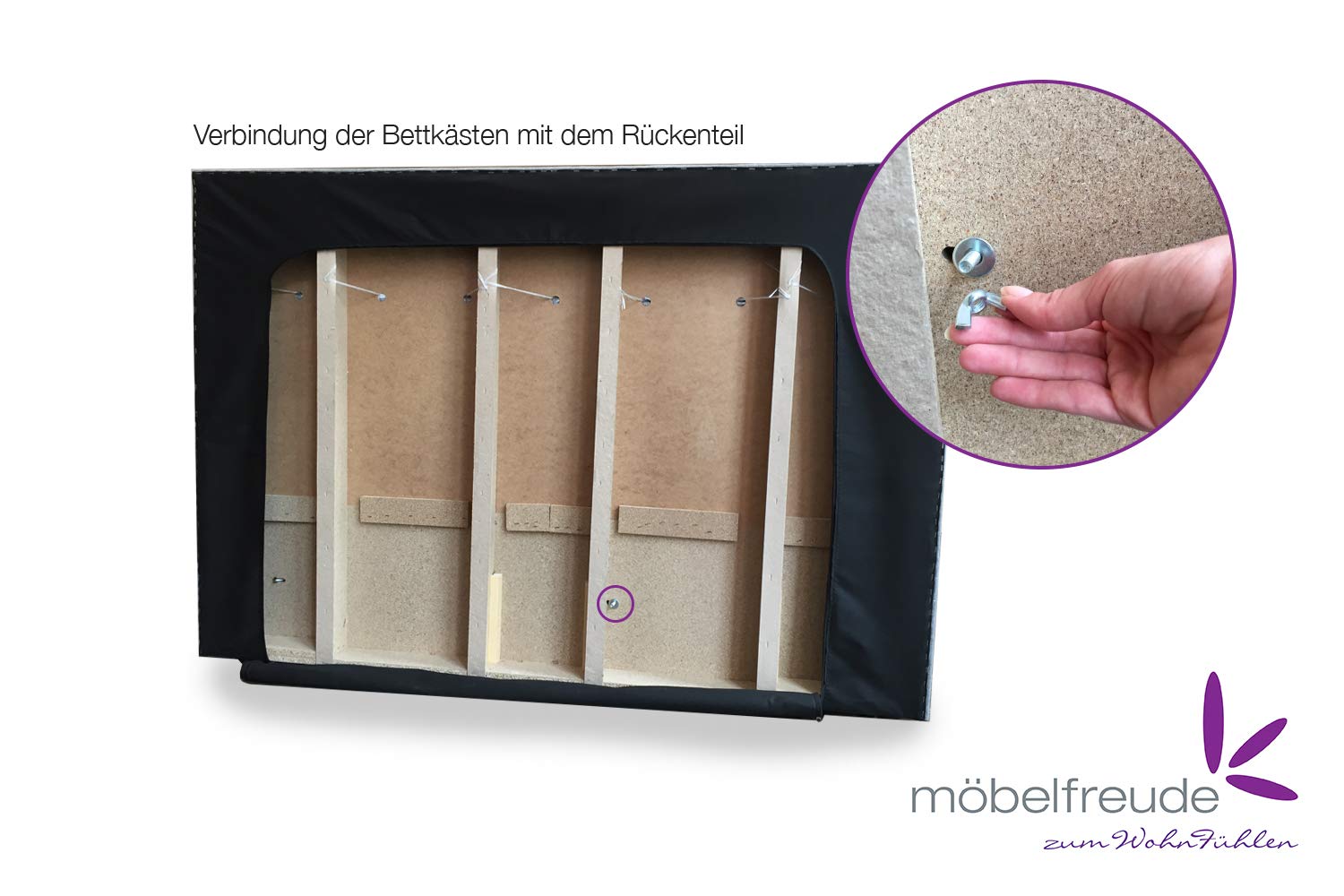 Doluna Boxspringbett Andybur 160x200 Cm – Mit Bettkasten, Visco-Topper & 7-Zonen-Matratze, Härtegrad H2, Anthrazit