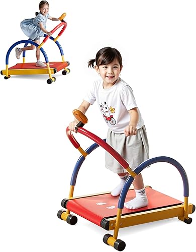 Cinta de correr para niños con barra de asa, equipo de entrenamiento inclinado con pantalla LED, cintas de correr manuales para niños y niñas a