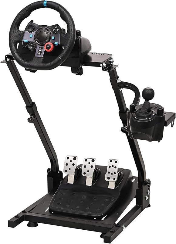 CXRCY Racing Wheel Stand, Adj Height & Foldable for G920 G29 G27 G25 | For Fanatec & Thrustmaster bases. Xbox,PS4,PS5,PC. Wheel & pedals not incl.
