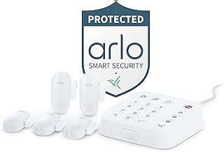 Arlo Home Security System - Wired Keypad Sensor Hub, (5) 8-in-1 Sensors, Yard Sign, 24/7 Professional Monitoring- No Contract Required, DIY Installation, Alarm System for Home Security - SS1501,White