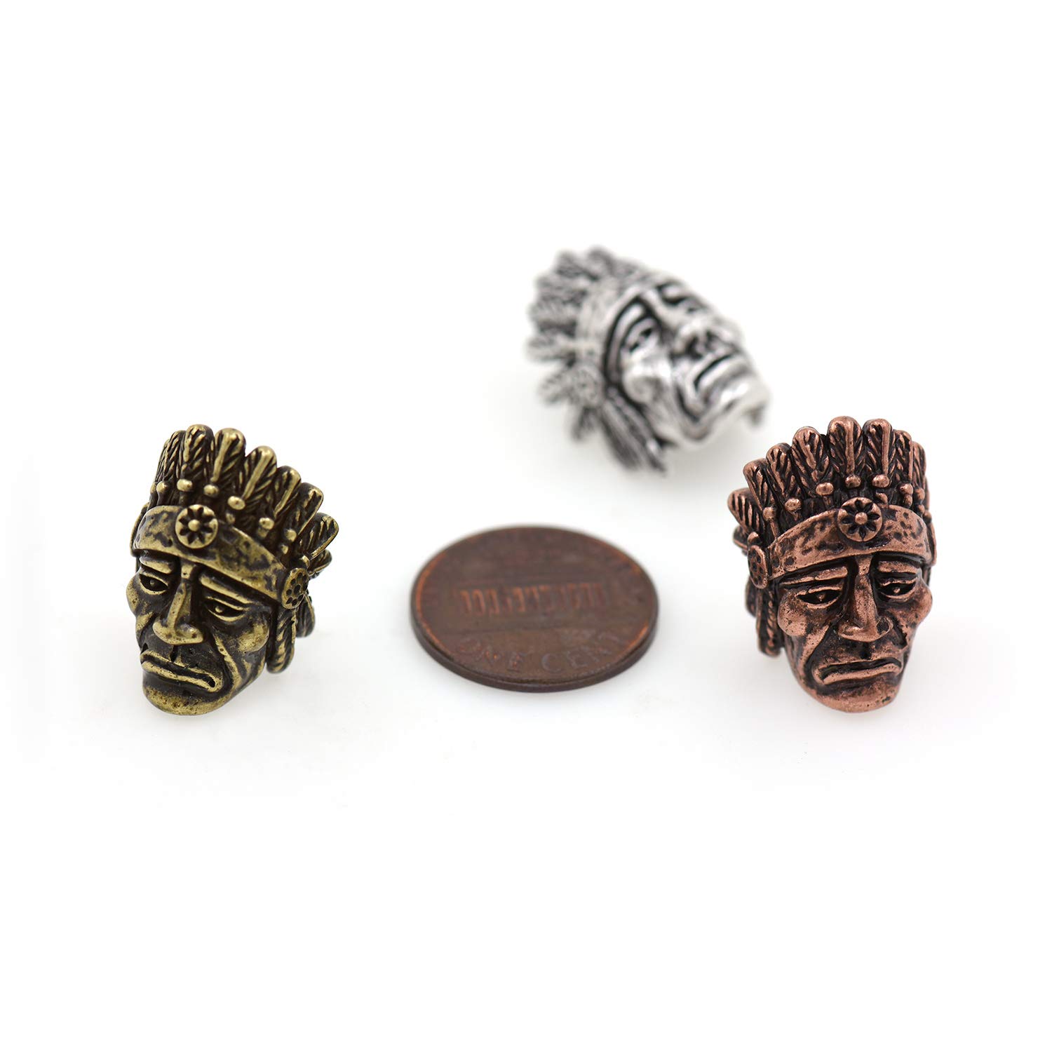 Lot de 3 perles en paracorde de style vintage, tête de loup pour la fabrication de bracelets en paracorde, breloques animaux 20 x 17 mm, bronze