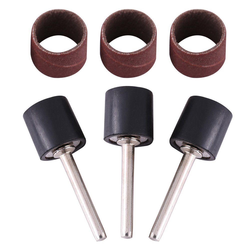 SENRISE 100-Pack Sanding Bands Kit – 8mm Sleeves With 2 Mandrels, Carborundum Polishing Tools For Metal, Wood & Rust Removal
