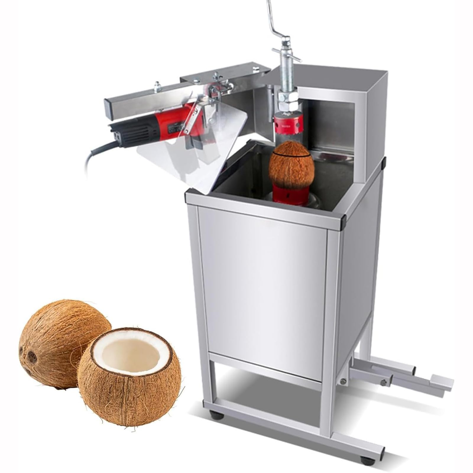 YXZQLOZ 10500 rpm electric coconut cutter, commercial coconut cutter, adjustable cutting depth, equipped with a protective baffle, suitable for various types of coconuts.