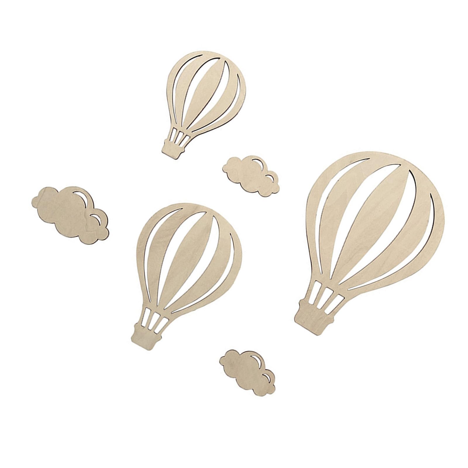 Xjdzineq 6Pcs Nursery Wall Decors Bohemians Nursery Decoration Wooden Hot Air Balloon and Cloud Art for Bedroom Decorations Hot Air Balloon Cloud Decors