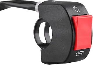 Motorcycle Handlebar Mount Switch, Universal 12V 10A 7/8inch Mount LED Headlight On/Off Switch with Button(Red)