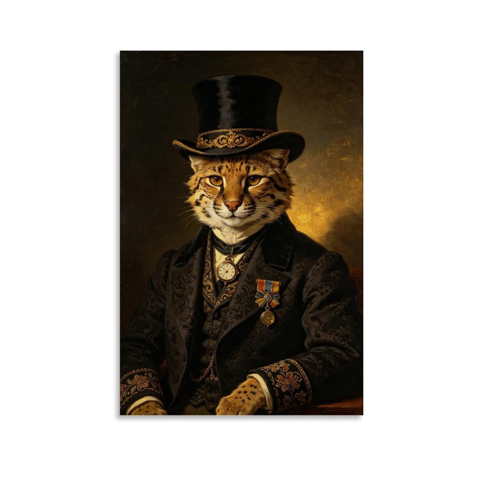 LDFUIEKSUFG Victorian Gentleman Serval Poster Wall Art Aesthetic Cover Poster Design Painting for Living Room Bed Room 12x18inch(30x45cm) Unframe-style