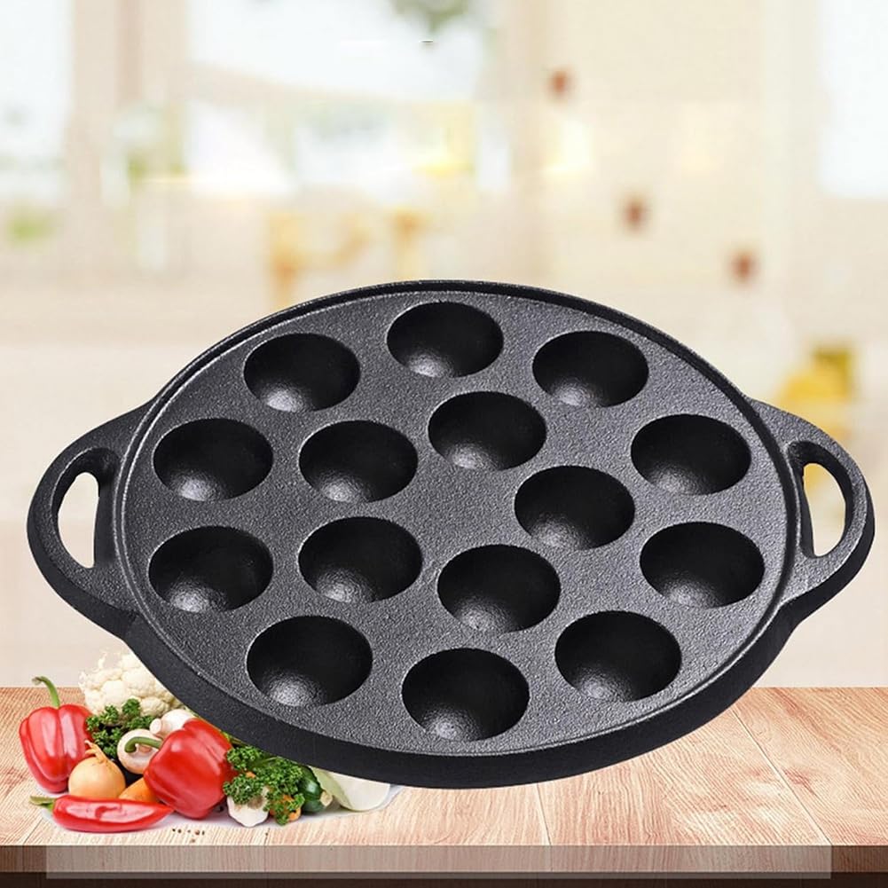 15-Loch-Gusseisen-Takoyaki-Pfanne Gusseisen-Pfannkuchen-Oktopus-Ball-Grill Takoyaki-Maker für Pfannkuchen-Bällchen Poffertjes Takoyaki Banh Khot