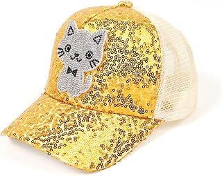 D.O.T Kids Cat Ear Baseball Cap Girls Cute Kitty Adjustable Snapback Trucker Hat for Summer Sport Travel Hiking 2-15Y
