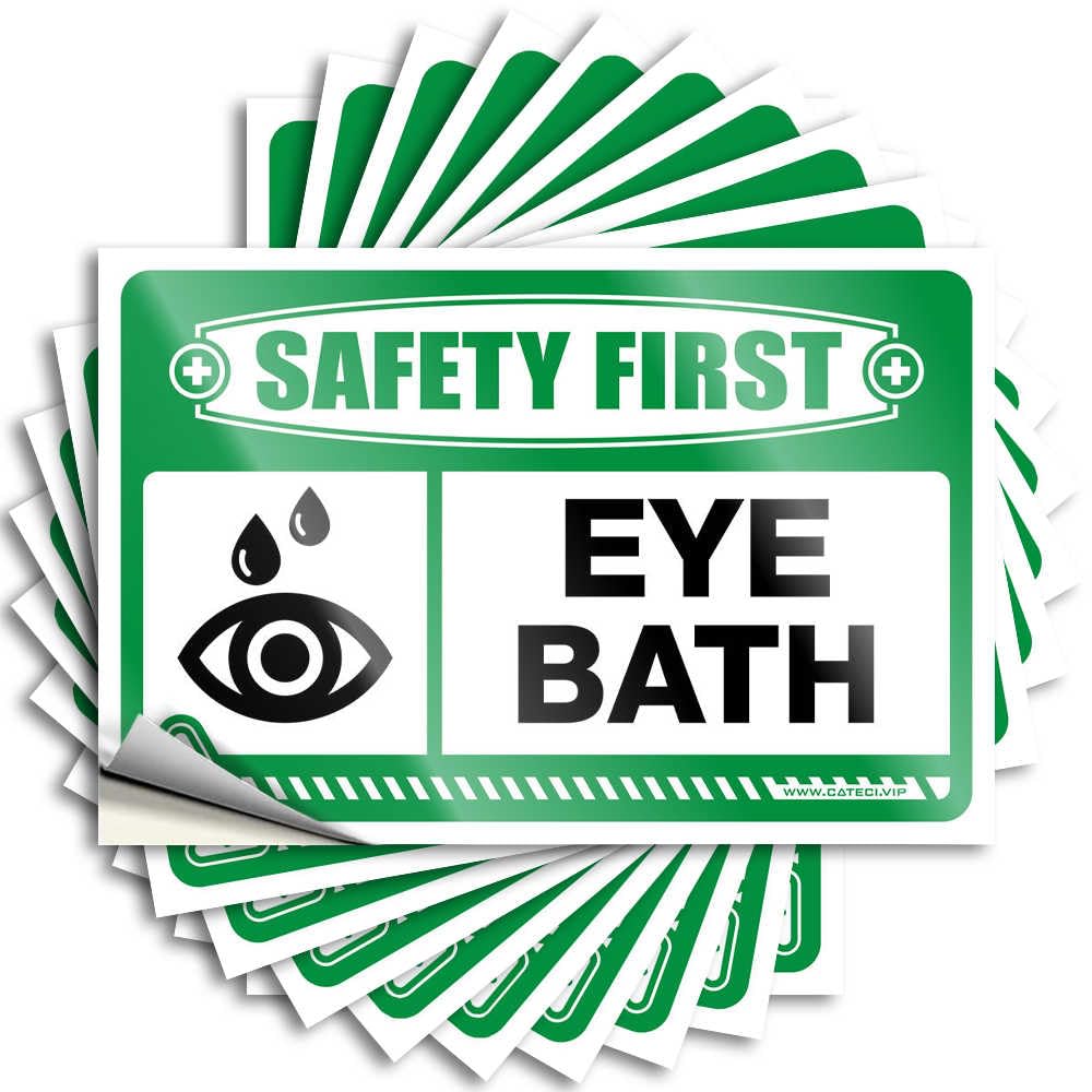 Front Door Decor Colorful Bumper - Safety First Eye Bath Hard Waterproof Vinyl Sticker(12X18CM)