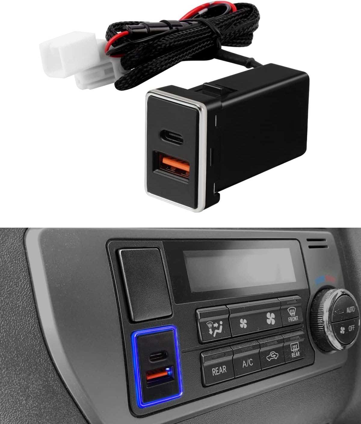 Amazon.co.jp: Jiooy トヨタ usbポート qc3.0+pd type-c デュアルUSBポート 充電器 電源ソケット カー ...