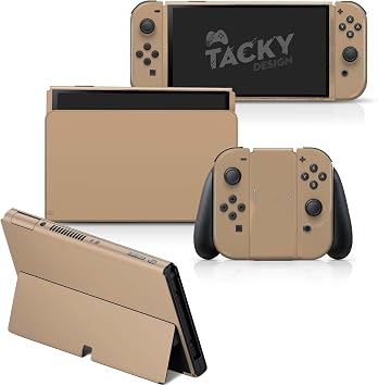 Tacky Design Classic Solid Color Skin Compatible with Nintendo Switch OLED Skin Wrap Cover, Premium Vinyl 3M Full Wrap Decal Brown Latte
