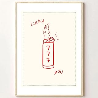 Pink Lucky You Poster Pink Aesthetic Wall Art Vintage Pink Queen Ace of Hearts Poker Posters Lighter Wall Art Trendy Funky Preppy Artwork Red and Pink Wall Prints for Living Room 16x24inch No Frame