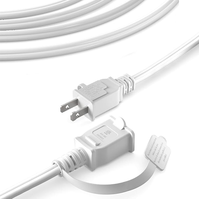 BBOUNDER 3Ft 2Prong Power Extension Cord with Double Fuses and Tamper Guards, 7A