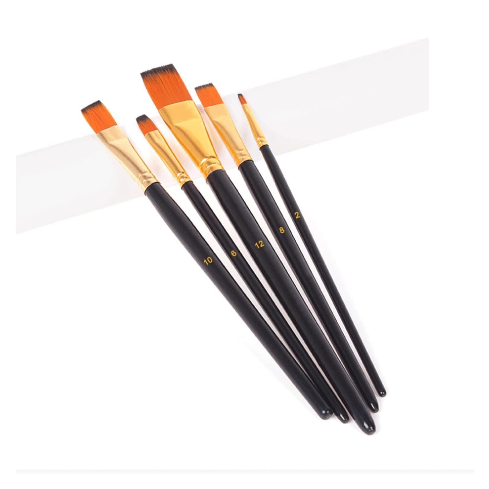 XBTGS Juego de 5 pinceles de madera negra para acuarela, pinceles de pintura de nailon, suministros de pintura artística para estudiantes, D, D