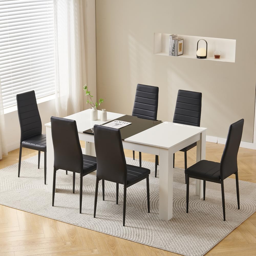 Redd Royal Small Wood Dining Room Table Only for 2/4/6 People (150cm black white)